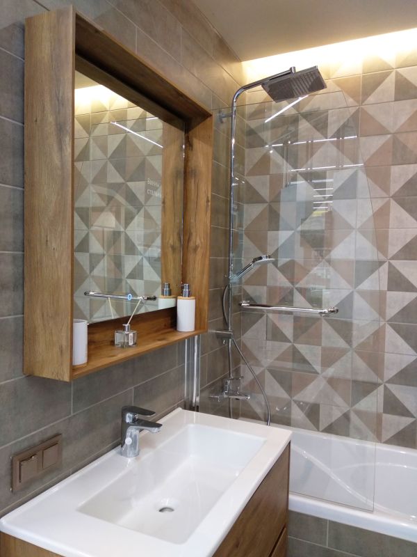 Bathroom with Textured Wall Tiles